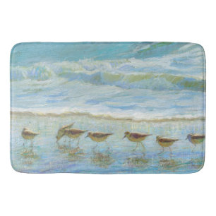 Shorebirds, A Day at the Beach Bath Mat