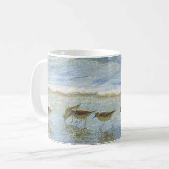 Shorebirds, A Day at the Beach Coffee Mug (Front Left)