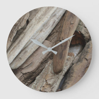 Shoreline Driftwood Photo Large Clock