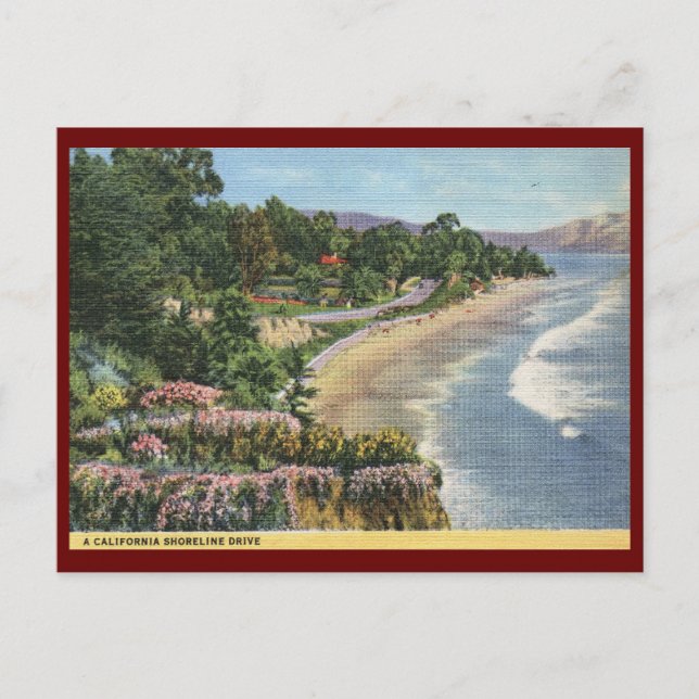 Shoreline Drive, California Vintage Postcard (Front)