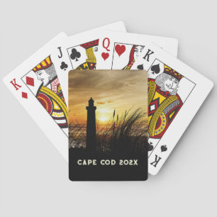 Shoreline Lighthouse at Sunset Souvenir Playing Cards