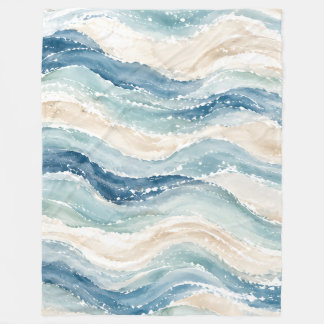 Shoreline Shells Coastal Fleece Blanket