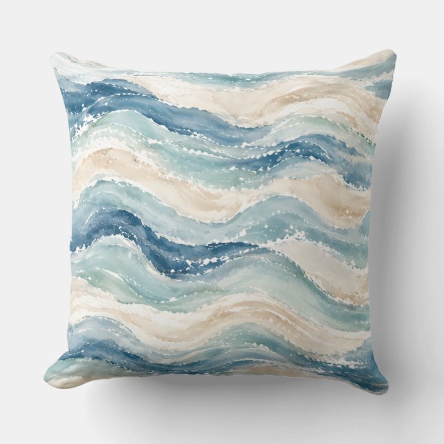 Shoreline Shells Coastal Throw Pillow  (Front)