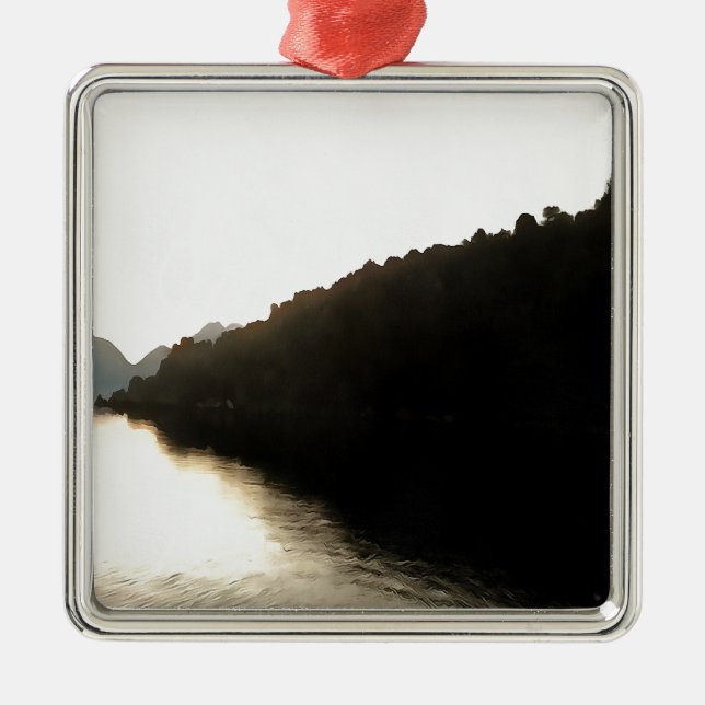 Shores Of Shadows Landscape Art Metal Ornament (Front)