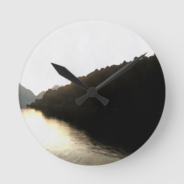 Shores Of Shadows Landscape Art Round Clock (Front)