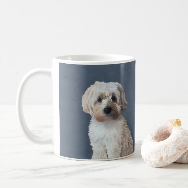 Shorkie dog pet portrait coffee mug (With Donut)