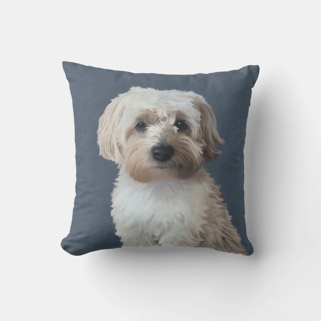 Shorkie dog pet portrait  throw pillow (Front)