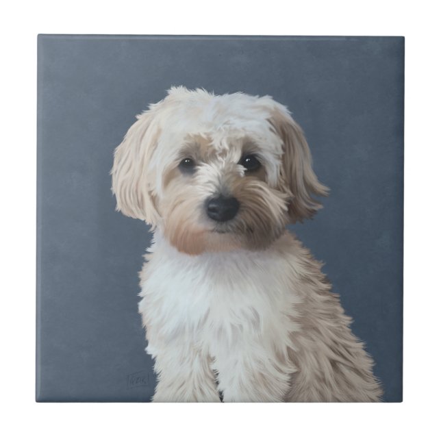 Shorkie dog pet portrait  tile (Front)