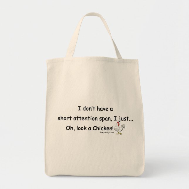 Short Attention Span Chicken Tote Bag (Front)
