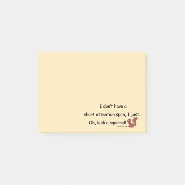 Short Attention Span Squirrel Beige Post-it Notes (Front)