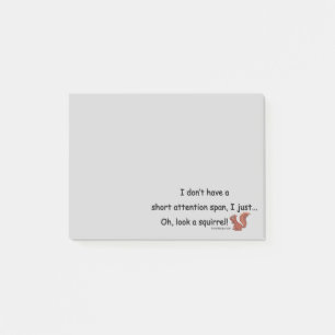 Short Attention Span Squirrel Grey Post-it Notes