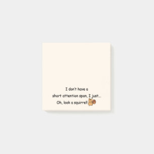 Short Attention Span Squirrel Humourous Post-it Notes