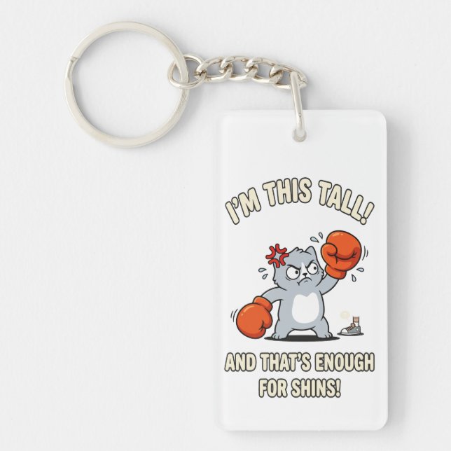 Short Cat Boxing Gloves Funny Shins Keychain (Front)