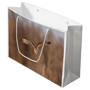 Short-eared owl diving towards the ground large gift bag
