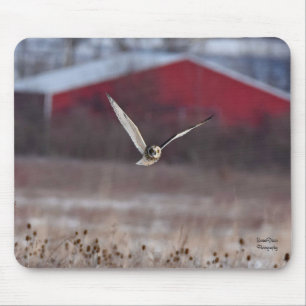 Short-Eared Owl with Red Barn Mouse Pad