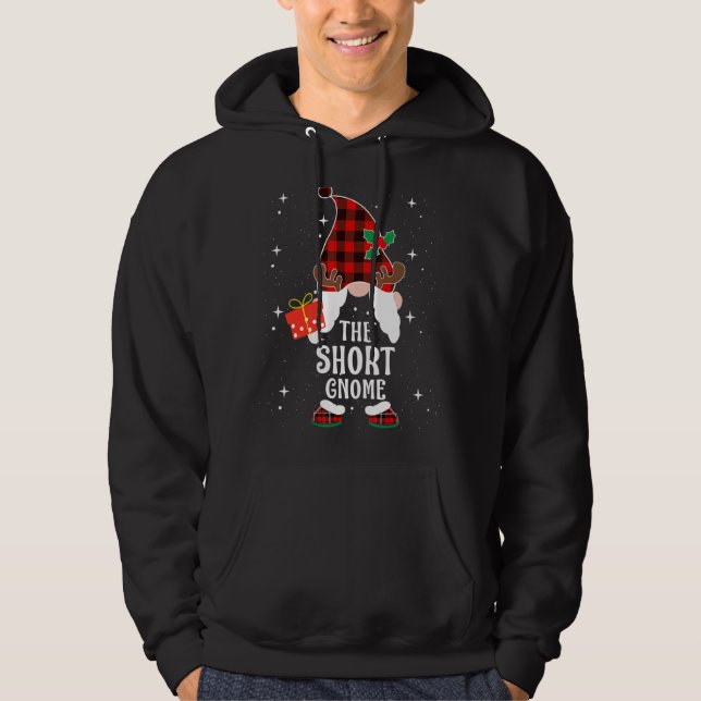 Short Gnome Buffalo Plaid Matching Family Christma Hoodie (Front)