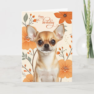 Short Haired Chihuaua Dog Bold Retro Birthday Card