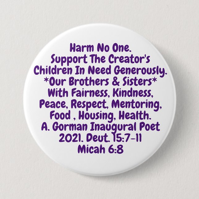 Short Reminder To Live Our Sacred Values 3 Inch Round Button (Front)