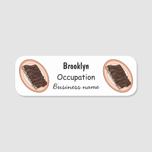 Short ribs cartoon illustration name tag (Front)