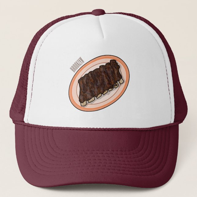 Short ribs cartoon illustration trucker hat (Front)