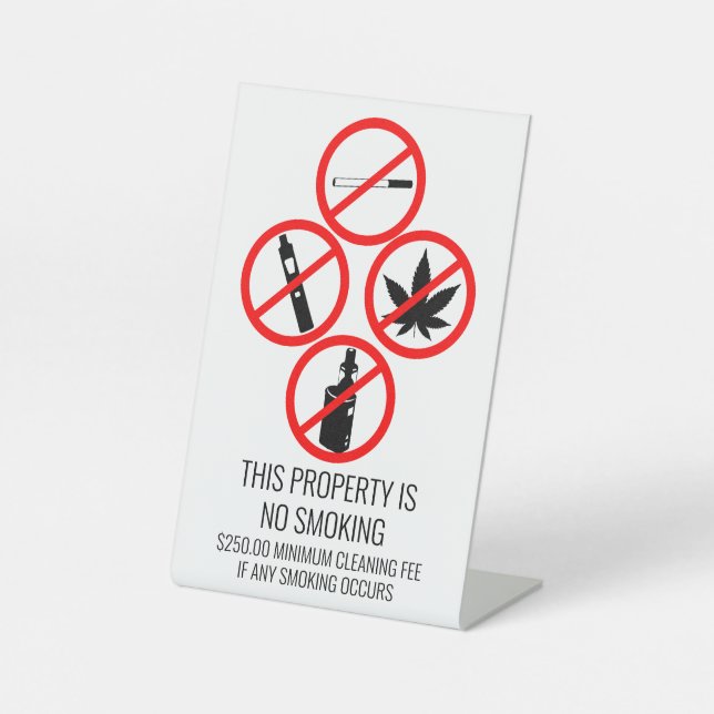 Short Term Rental Business No Smoking Cigarettes  Pedestal Sign (Front)