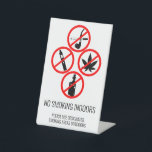 Short Term Rental Business No Smoking Indoors Pedestal Sign<br><div class="desc">This design may be personalized in the area provided by changing the photo and/or text. Or it can be customized by clicking Personalize this Template and then choosing the click to customize further option and delete or change the colour of the background, add text, change the text colour or style,...</div>