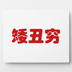 Short, Ugly & Poor 矮丑穷 Chinese Hanzi MEME Plaque