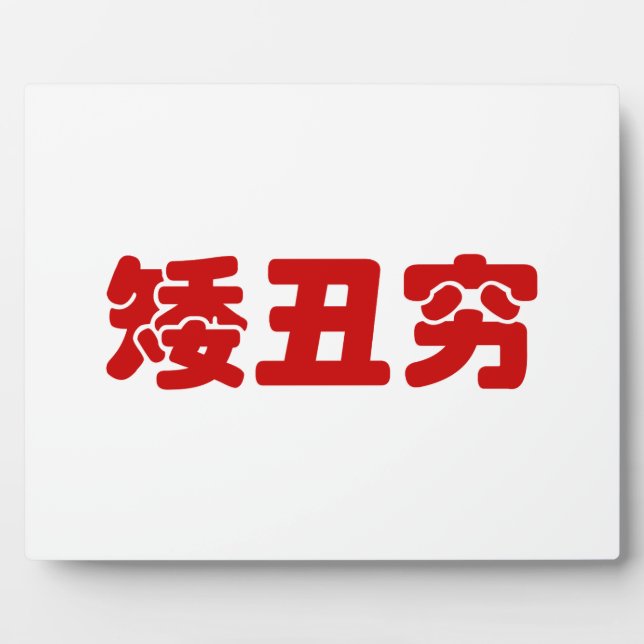 Short, Ugly & Poor 矮丑穷 Chinese Hanzi MEME Plaque (Front)