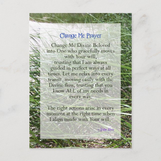 Shortened Change Me Prayer from Tosha Silver Postcard (Front)