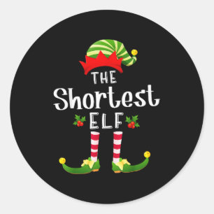 Shortest Christmas Elf Matching Pajama X-mas Party Classic Round Sticker