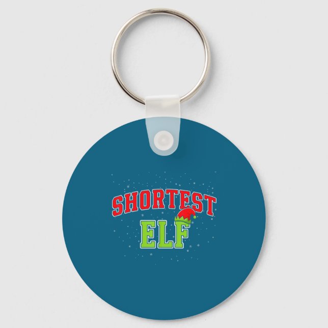 Shortest Elf Christmas Family Matching Group Xmas  Keychain (Front)