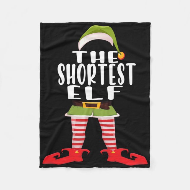 Shortest Elf Costume Shirt Family Matching Funny C Fleece Blanket (Front)