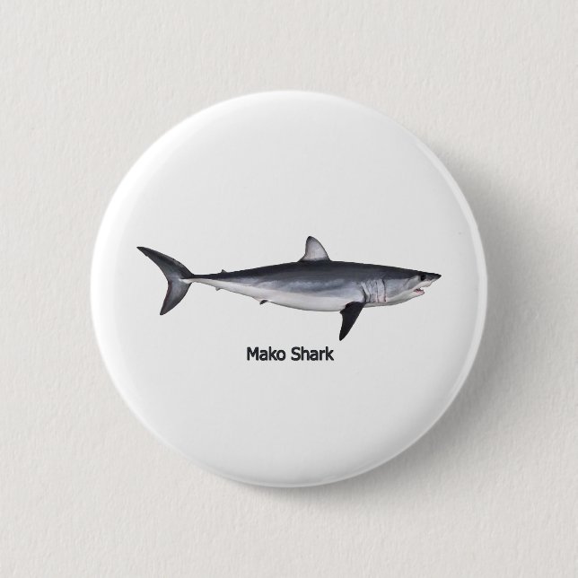 Shortfin Mako Shark Illustration 2 Inch Round Button (Front)