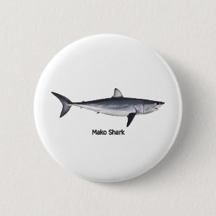 Shortfin Mako Shark Illustration 2 Inch Round Button