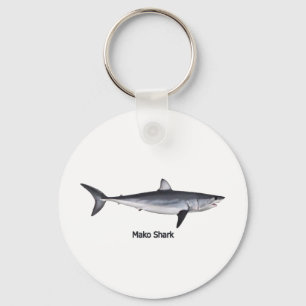 Shortfin Mako Shark Illustration Keychain