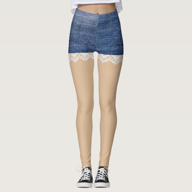 Shorts en denim Leggings en dentelle (Devant)