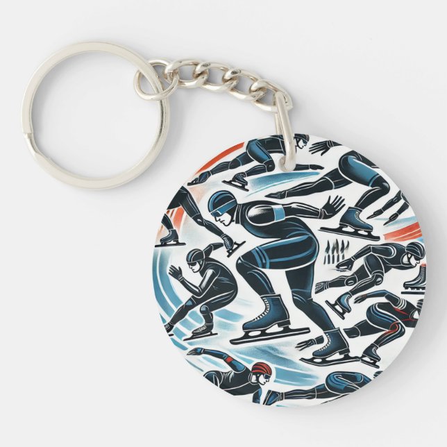 shorttrack speed skating keychain (Front)