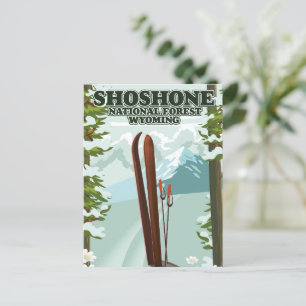Shoshone National Forest Ski travel poster Postcard
