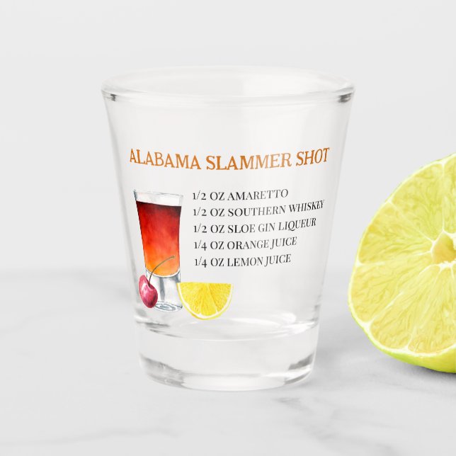 Shot Drink Recipe Alabama Slammer Glass (Front)