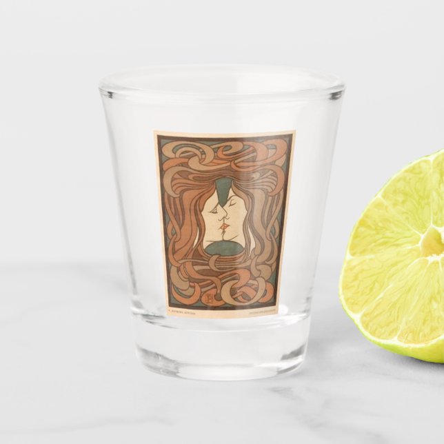 shot glaasje met jugendstill afbeelding shot glass (Front)