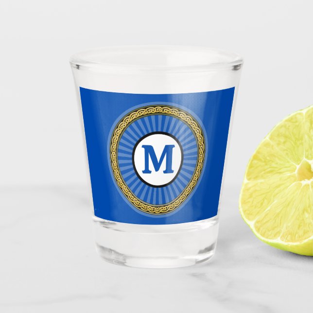 Shot Glass -  Blue - Personalized - Add Initial (Front)