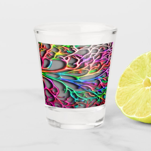 Shot glass - Colourful Abstract Branches #45 (Front)