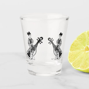 Shot glass :  Geisha girl  with Pipa instrument