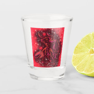 Shot Glass Red Bull Running At Starry Night