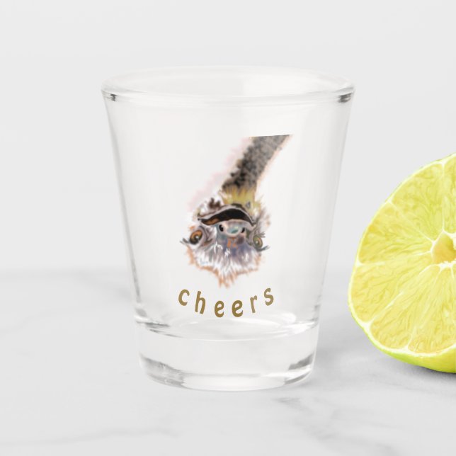 Shot Glass with Catchy Ostrich (Front)