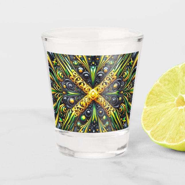 Shot glass with Jamaican Colours (Front)