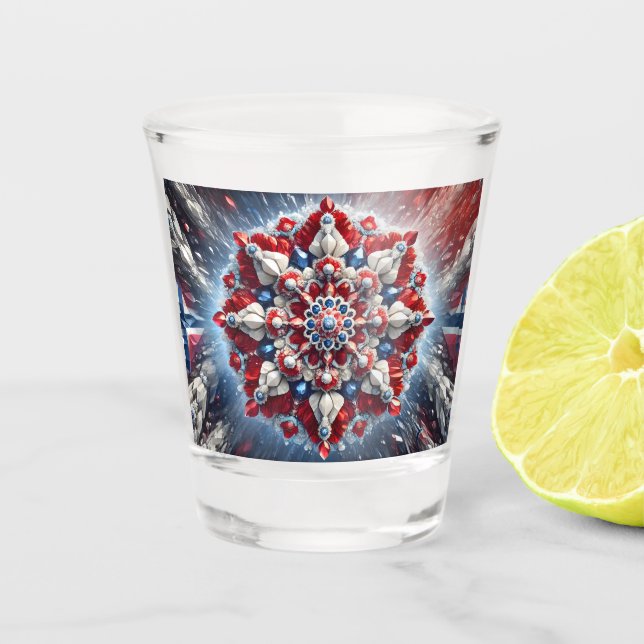 Shot glass with Norwegian Colours (Front)