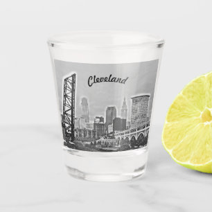 Shot of Cleveland BW Shot Glass