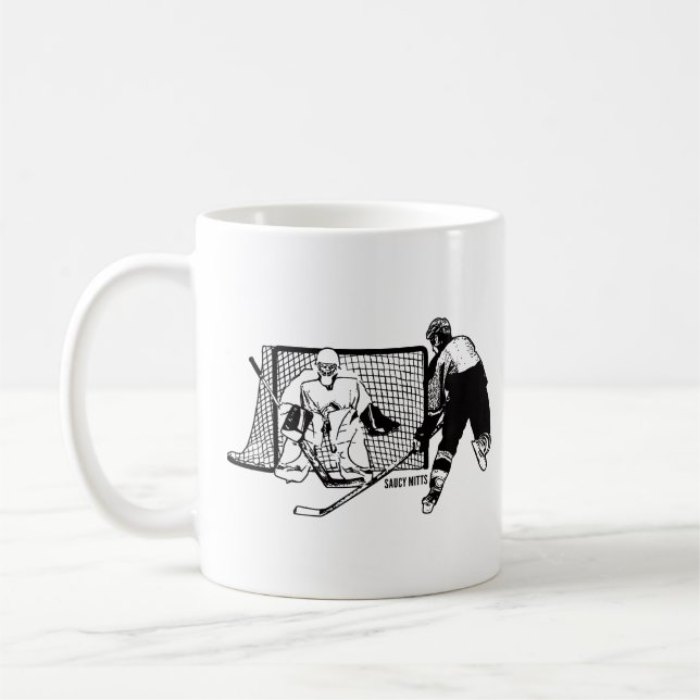 Shot on Net Hockey Coffee Mug (Left)