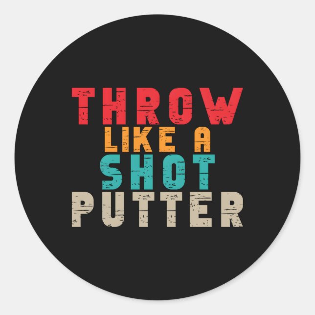 Shot Put Athlete Throwing Discus Track Field Throw Classic Round Sticker (Front)